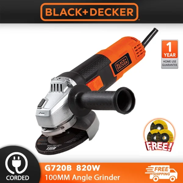 Black Decker G720B 820W 100MM Angle Grinder G720 11000rpm